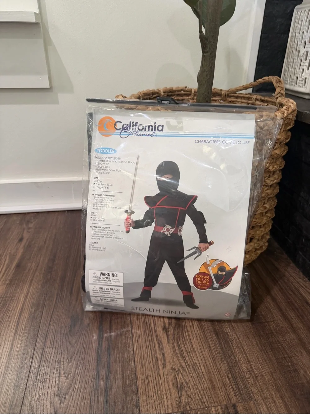 California Costumes Black and Red Ninja Outfit for Kids size 3-4